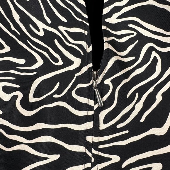 Talbots 1/2‎ Zip Jacket Womens Size 12 Black White Silk Wool Blend Satin Lined - Picture 3 of 8